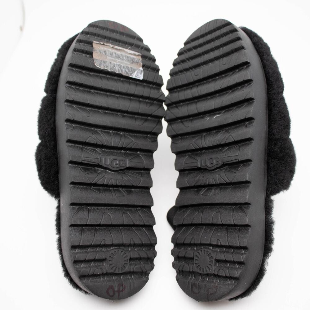 UGG Australia Womens SIZE 7 Super Fluff Black Shearling Slingback Slippers Shoes - Picture 6 of 6